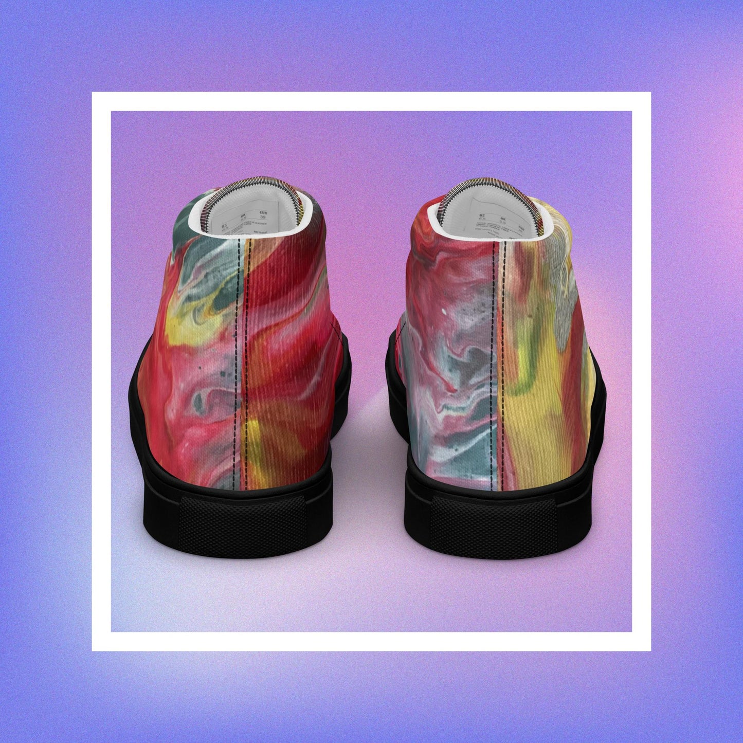 Woman's abstract Artist designed HIGH TOP canvas shoes