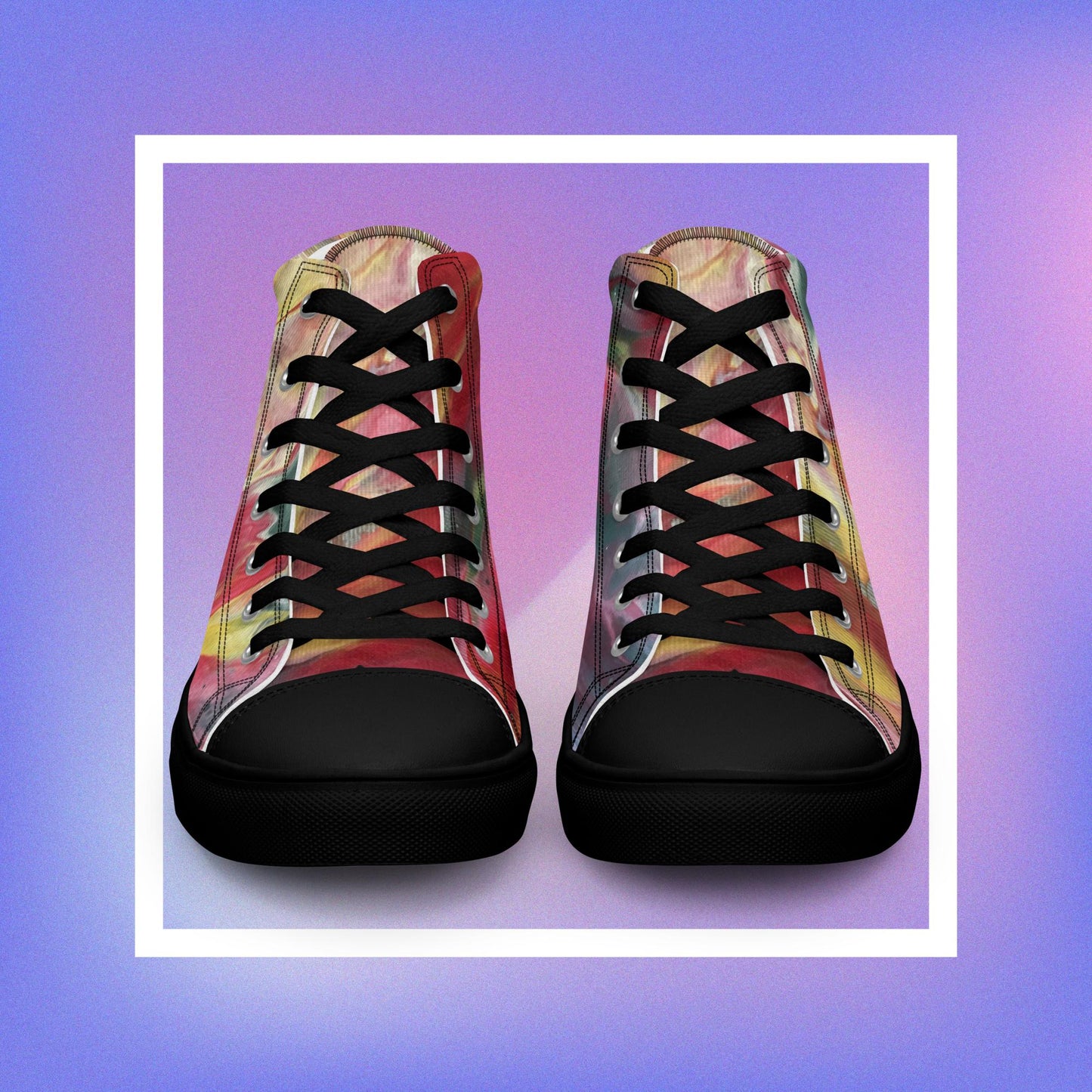 Woman's abstract Artist designed HIGH TOP canvas shoes