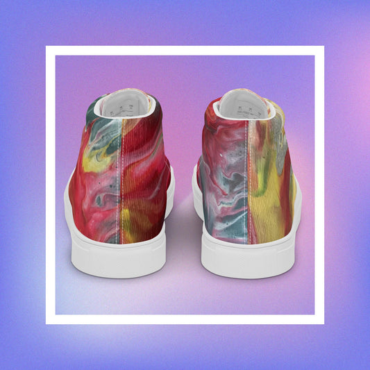 Woman's abstract Artist designed HIGH TOP canvas shoes